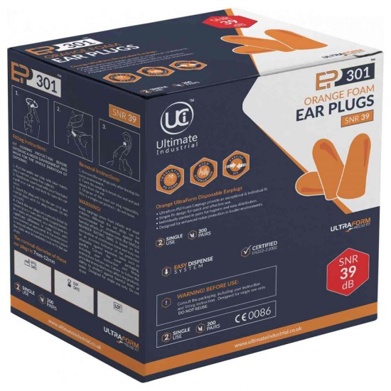 Earplugs Soft Orange Foam PU (Box 200)