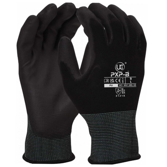Black PU palm coated glove (Pack 10)